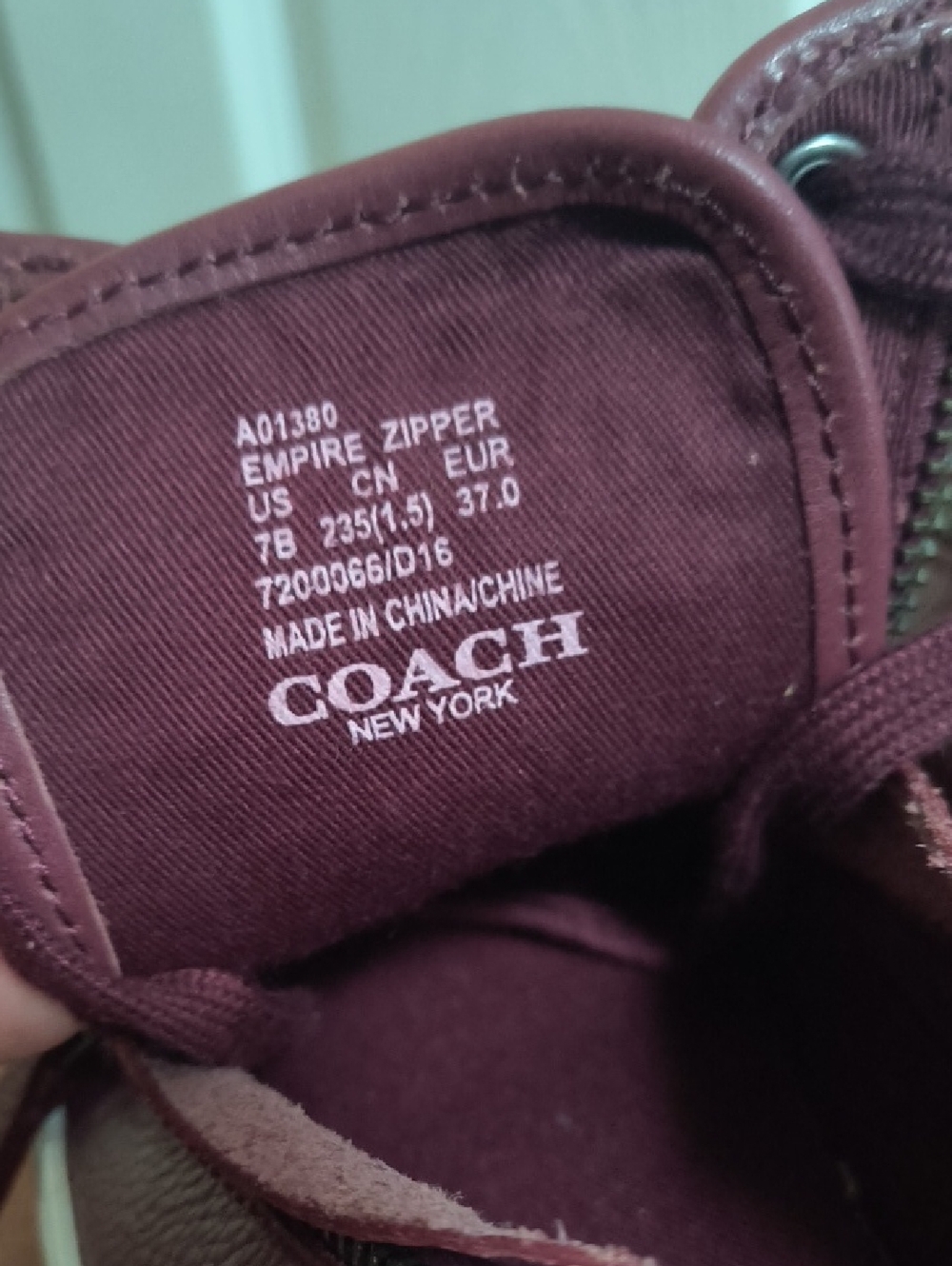 Coach Empire Zip Sneakers In Burgundy Size 7 - Picture 7 of 8